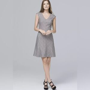 White House Black Market Black and Cabernet Plaid A-Line Fit Flare Dress 4 P